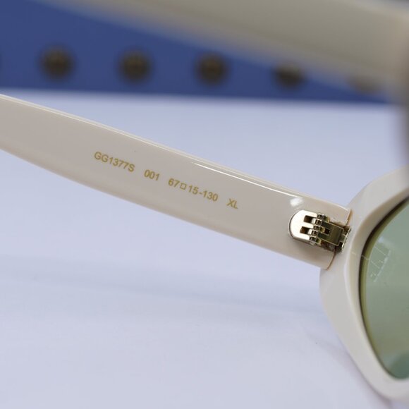 Gucci GG1377S 001 Cat Eye Sunglasses - Shiny Ivory/Green main image 4